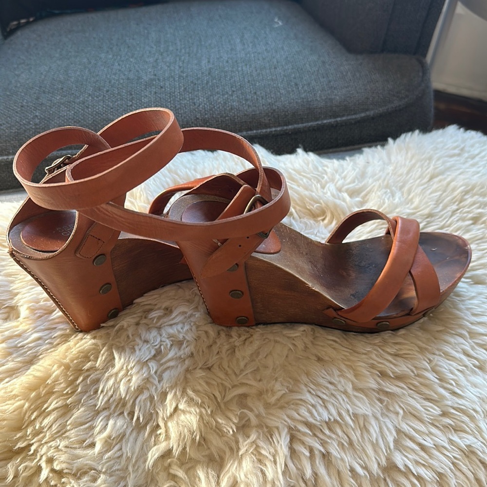 See by Chloe 70’s retro wedge clog heel ankle wrap sandal
